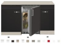 Kitchenette Faro Antraciet 130cm met koelkast HRG-133