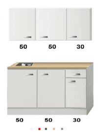 Kitchenette Wit hoogglans 130 CM incl. rvs spoelbak HRG-13225