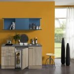 Kitchenette/buffetkast 150 cm met blauw schuif rek Incl. keramisch kookplaat en koelkast + RVS spoelbak KT156-9-365