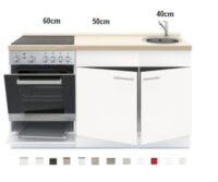 Keukenblok 150 x 60 cm incl. oven + kookplaat + spoelbak en wandkasten RAI-390