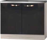 keukenblok 100cm antraciet-zwart glans met rvs aanrechtblad RAI-3329