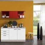 Kitchenette/buffetkast 150 cm met rood schuif rek met of zonder kookveld en RVS spoelbak KT156-9-365