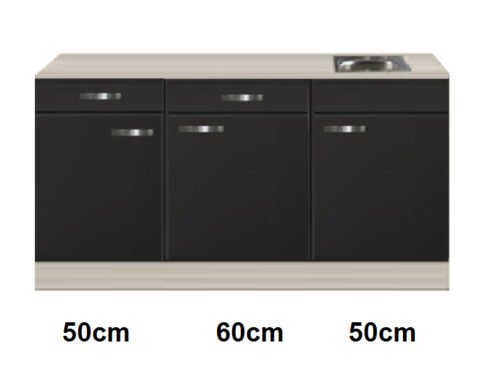 Keukenblok 160 Antraciet incl rvs spoelbak RAI-4492 - Afbeelding 3