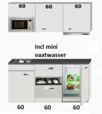 kitchenette 180cm incl mini vaatwasser, combi magnetron en koelkast RAI-444