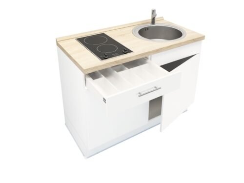 Keukenblok 120 cm x 60 cm Incl. kookplaat + spoelbak RAI-499 - Afbeelding 2