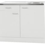 Keukenblok Wit met een la, RVS aanrecht 100 cm x 60 cm SPLSO106-6-42