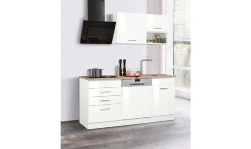 Kitchenette 160cm wit hoogglans met vaatwasser en 4-pit elektrisch kookplaat RAI-180 - Afbeelding 2