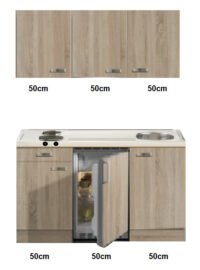 kitchenette 150cm met rvs werkblad en koelkast RAI-332