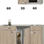 keukenblok Padua houtnerf 150cm met combi magnetron, kookplaat en koelkast RAI-0441