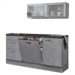 keukenblok 180cm betonlook met vaatwasser en glazen wandkast 120cm RAI-884