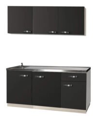 Kitchenette Faro Antraciet 150cm rvs aanrechtblad HRG-7329