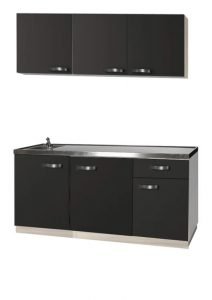 Kitchenette Faro Antraciet 150cm rvs aanrechtblad HRG-7329