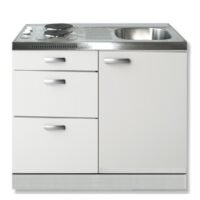 keukenblok Lagos wit hoogglans 100 x 60 cm met 3 laden + e-kookplaat - Afbeelding 2