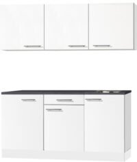 Kitchenette 180 cm wit mat met stelpoten en wandkasten RAI-0144 - Afbeelding 2