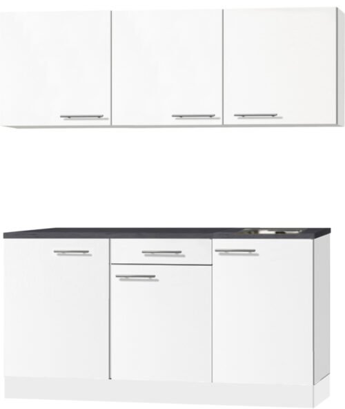 Kitchenette 180 cm wit mat met stelpoten en wandkasten RAI-0144 - Afbeelding 2