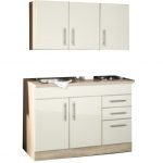 Keukenblok 120 cm x 60 cm Incl. RVS spoelbak + electrische kookplaat + bovenkasten