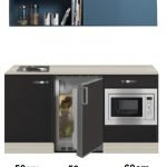 Keukenblok 160 Antraciet incl rvs spoelbak en koelkast en magnetron en wandkast RAI-4141