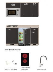 Kitchenette 135cm met combimagnetron, koelkast en kookplaat RAI-KL-9989 - Afbeelding 2