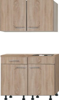 keukenblok 120cm houtnerf mat met stelpoten RAI-2202