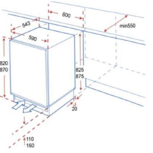 keukenblok 120cm met inbouw koelkast RAI-1010 - Afbeelding 4