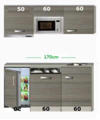 Kitchenette 170 met onderbouw koelkast, vaatwasser, combi magnetron en afzuigkap RAI-586
