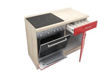 2-in-1 Keukenblok 120 cm x 60 cm Incl. oven + kookplaat + bergruimte zonder spoelbak RAI-1599 - Afbeelding 3