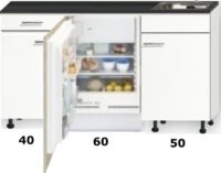 kitchenette 150cm met stelpoten en inbouw koelkast RAI-888