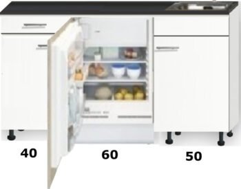 kitchenette 150cm met stelpoten en inbouw koelkast RAI-888
