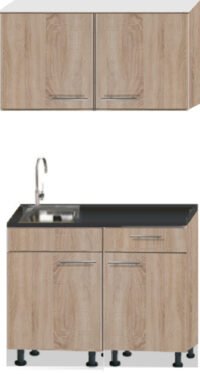 keukenblok 120cm houtnerf mat met stelpoten RAI-2203