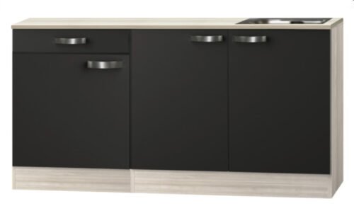 Kitchenette Faro Antraciet 150cm met E-kookplaat en spoelbak HRG-7329 - Afbeelding 2