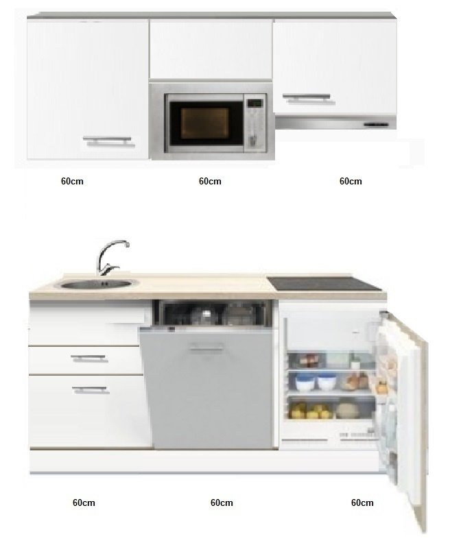 Soms Prestige tussen kitchenette 180cm incl vaatwasser,combi magnetron kookplaat en inbouw koelkast RAI-880 - Keuken-land Soms Prestige tussen kitchenette 180cm incl vaatwasser,combi magnetron kookplaat en inbouw koelkast RAI-880 - Keuken-land
