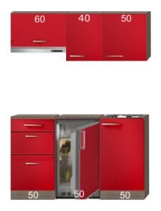 Kitchenette Imola Rood 150 cm Inc. Inbouwapapratuur HRG-4389