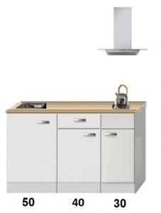 Kitchenette Wit hoogglans 120 CM incl. afzuigkap HRG-851