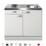 keukenblok Lagos wit hoogglans 100 x 60 cm met een la + E-kookplaat