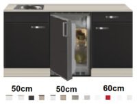 Keukenblok 160 Antraciet incl rvs spoelbak en koelkast RAI-44923