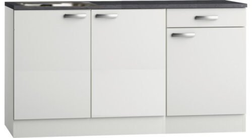 Kitchenette Wit Hoogglans 160 cm incl rvs spoelbak HRG-525 - Afbeelding 2