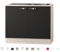 Keukenblok Faro Antraciet met houten aanrechtblad + rvs spoelbak (BxHxD) 100 x 84 x 60 cm HRG-0186