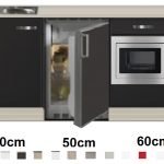 Keukenblok 160 Antraciet incl rvs spoelbak en koelkast en magnetron RAI-414