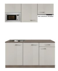 Keukenblok zand zijdeglans 180 cm incl koelkast, kookplaat en afzuigkap RAI-5421 - Afbeelding 2