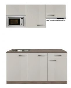 Keukenblok zand zijdeglans 180 cm incl koelkast, kookplaat en afzuigkap RAI-5421 - Afbeelding 2