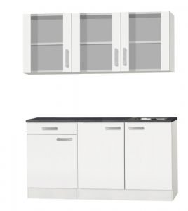 Keukenblok 150 x 60 cm incl. spoelbak en wandkasten RAI-489