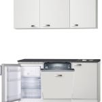 Kitchenette 160cm wit hoogglans met vaatwasser en koelkast en kookplaat RAI-4532