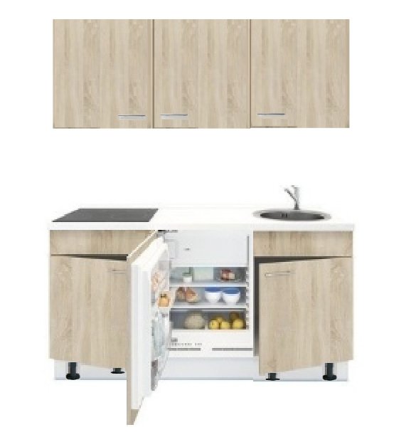 Herhaald Trillen Langskomen 3-in-1 Keukenblok 180 x 60 cm met stelpoten incl. kookplaat + koelkast +  spoelbak RAI-855 - Keuken-land
