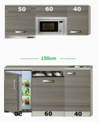 Kitchenette 150 met onderbouw koelkast, vaatwasser, combi magnetron en afzuigkap RAI-585