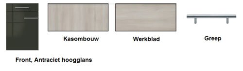 rechte keuken 150cm Antraciet met stelpoten RAI-3392 - Afbeelding 5