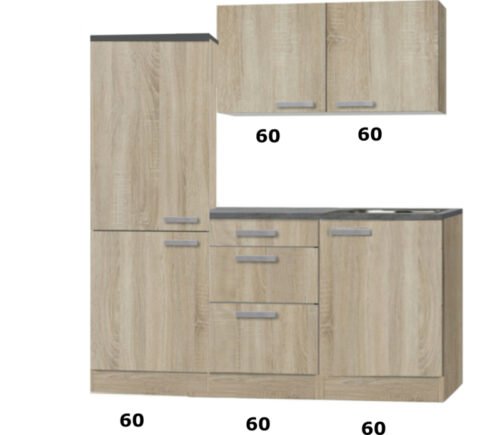 Keukenblok 180 x 60 cm incl. spoelbak en wandkasten RAI-490 - Afbeelding 2