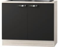 Keukenblok Faro Antraciet met houten aanrechtblad + rvs spoelbak (BxHxD) 100 x 84 x 60 cm HRG-0186 - Afbeelding 2