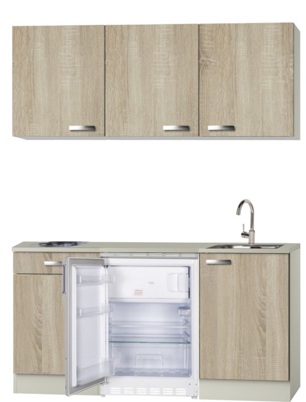 shuttle bedriegen Effectiviteit Keukenblok 150 houtnerf incl rvs spoelbak, koelkast en wandkasten RAI-4459 - Keuken-land shuttle bedriegen Effectiviteit Keukenblok 150 houtnerf incl rvs spoelbak, koelkast en wandkasten RAI-4459 - Keuken-land