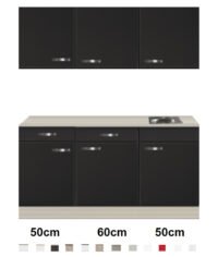 Keukenblok 160 Antraciet met wandkasten incl rvs spoelbak RAI-4493