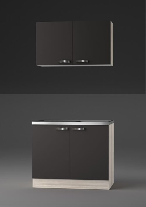 Keukenblok met RVS blad en bovenkast 100 x 60 cm OPTI-0103 - Afbeelding 4